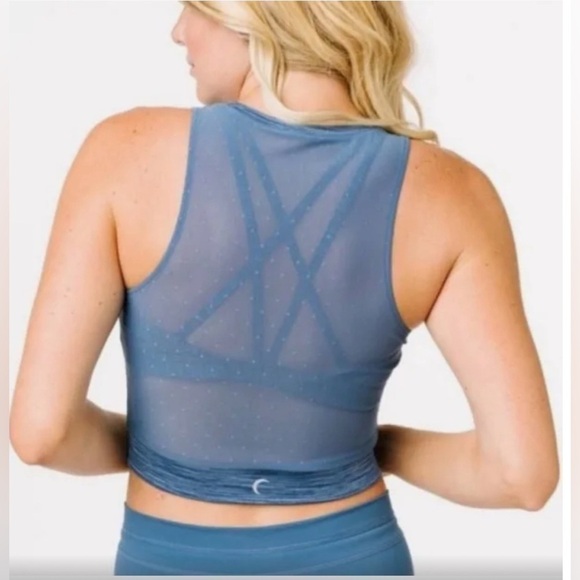 Zyia Active Calm Blue Luxe Mesh Tank Top -Size Small - Picture 2 of 4